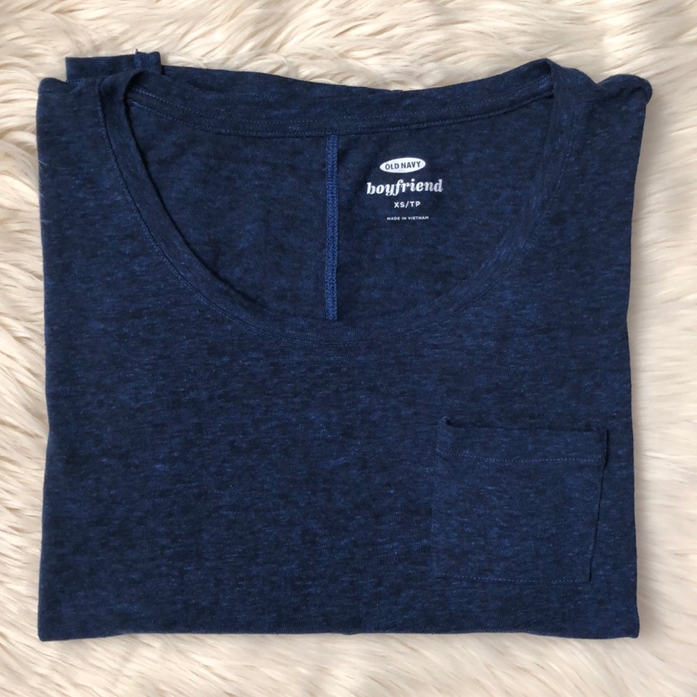 Old Navy Boyfriend Long Sleeve Pocket Tee Blue XS